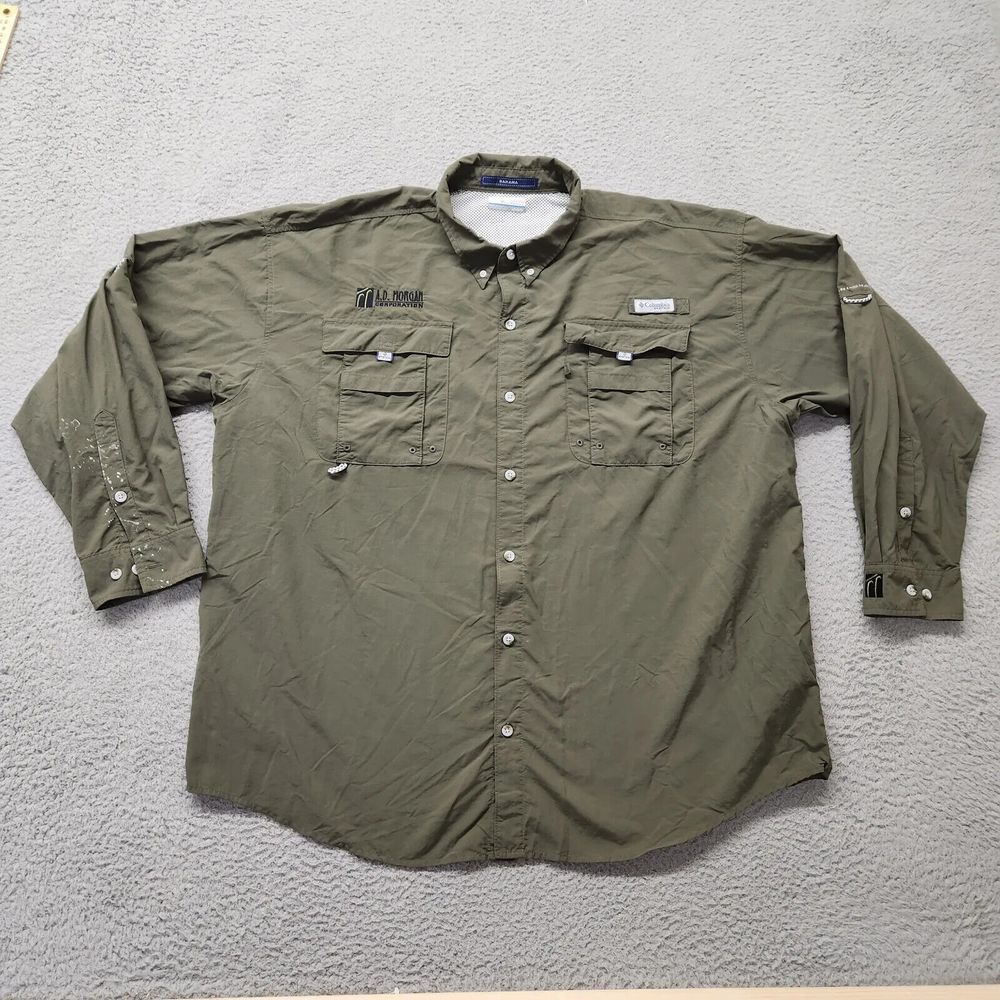 Columbia Shirt Mens 2XL Green Bahama Outdoors Casual Omni Shade Campcore Fishing